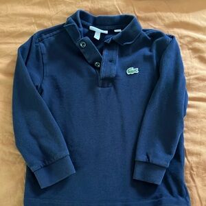 Lacoste Blue Polo Shirt with Iconic Logo and Ribbed Cuffs